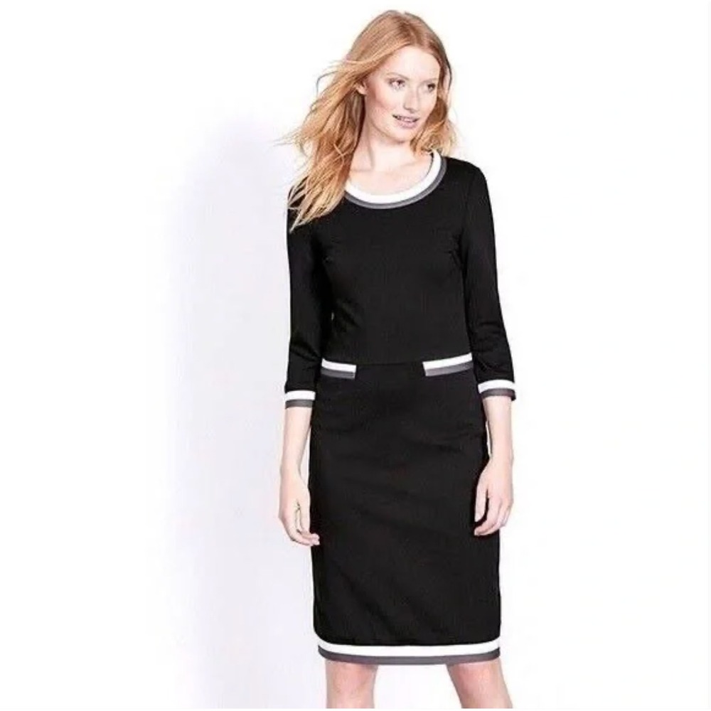 Boden Black Dress with White Trim